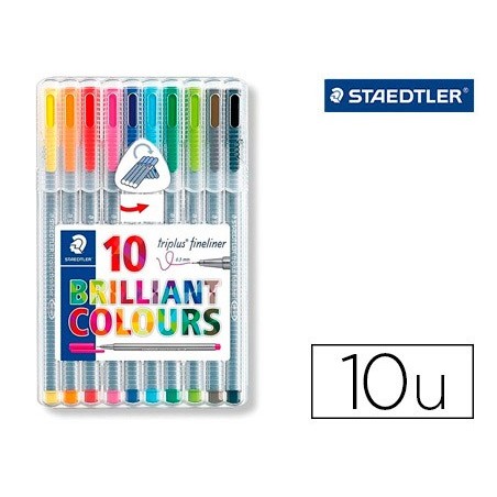 Rotulador staedtler triplus broadliner 338 estuche plastico de 10 colores surtidos