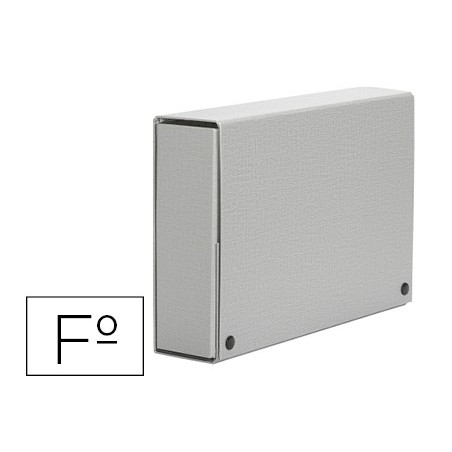 Carpeta proyectos pardo folio lomo 70 mm carton forrado gris con broche