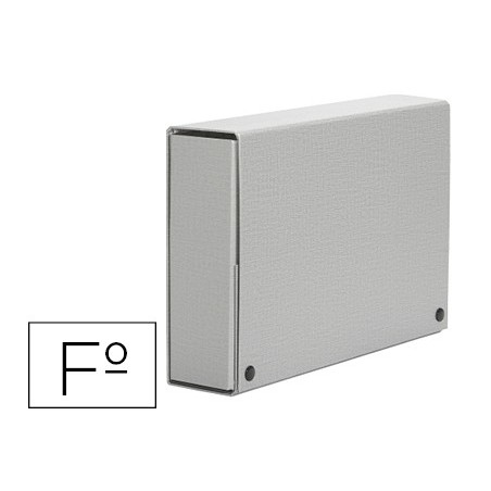 Carpeta proyectos pardo folio lomo 50 mm carton forrado gris con broche