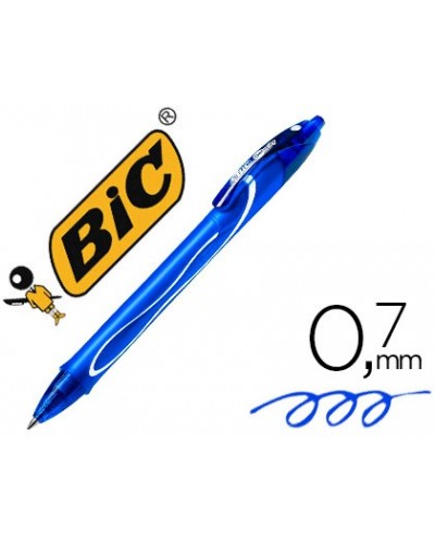 Boligrafo bic gelocity quick dry retractil tinta gel azul punta de 07 mm