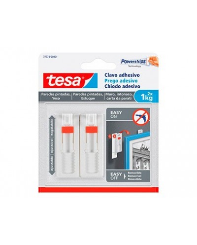 Clavo autoadhesivo tesa ajustable para paredes pintadas sujecion hasta 1 kg
