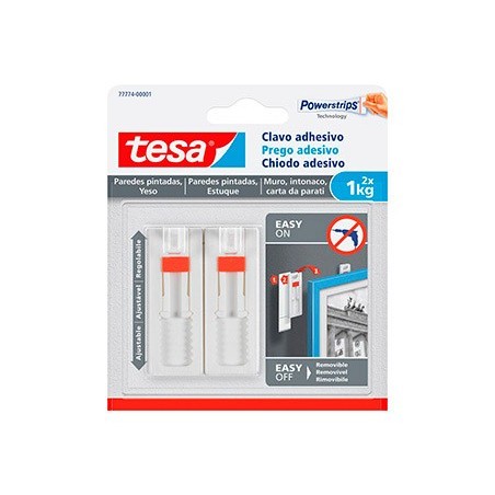 Clavo autoadhesivo tesa ajustable para paredes pintadas sujecion hasta 1 kg