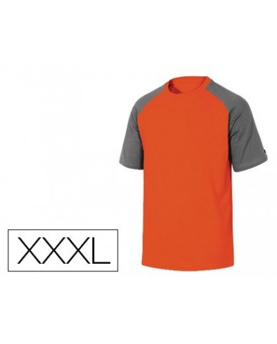 Camiseta de algodon deltaplus color gris naranja talla xxxl