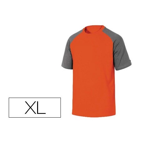 Camiseta de algodon deltaplus color gris naranja talla xl