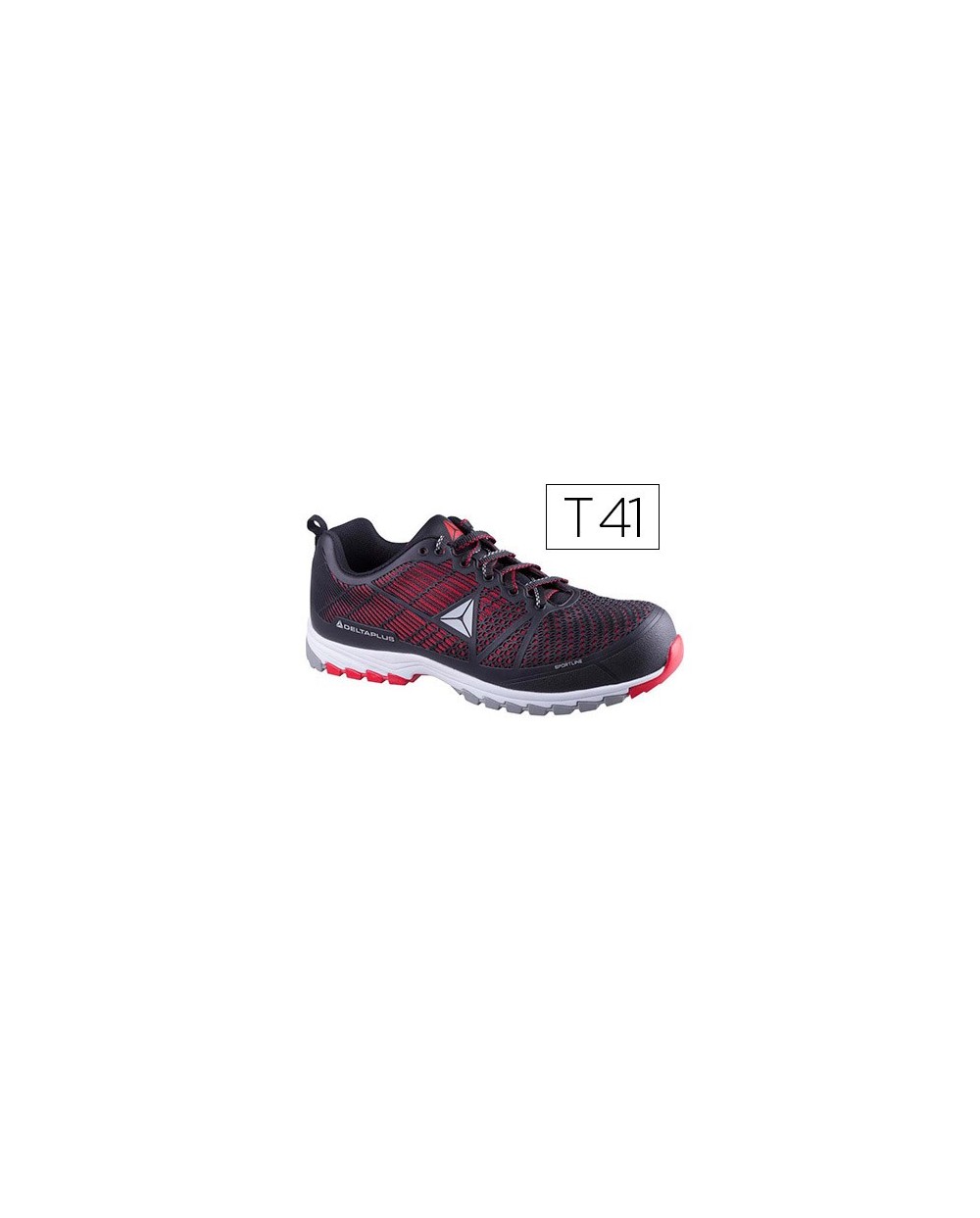 Zapatos de seguridad deltaplus de poliuretano y malla aireada s1p negro y rojo talla 41