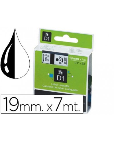 Cinta dymo negro blanco 19mm x 7mt d1