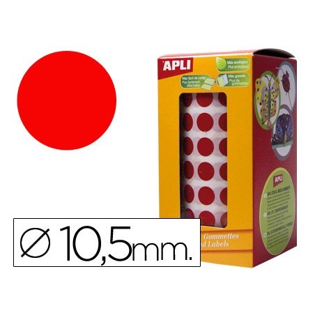 Gomets autoadhesivos circulares 105 mm rojo en rollo