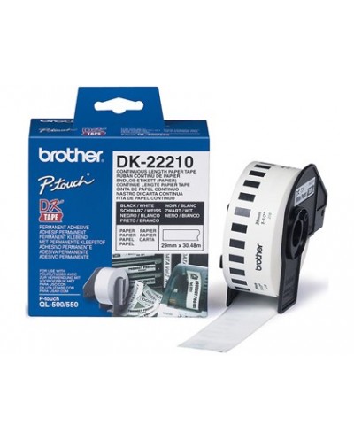 Cinta de papel continuo brother dk 22210 para impresoras ql 29mmx3048mts 