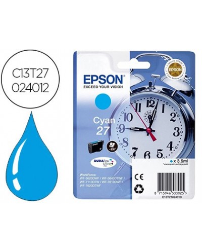 Ink jet epson 27 wf3620 7110 7610 7620 cyan 300 pag