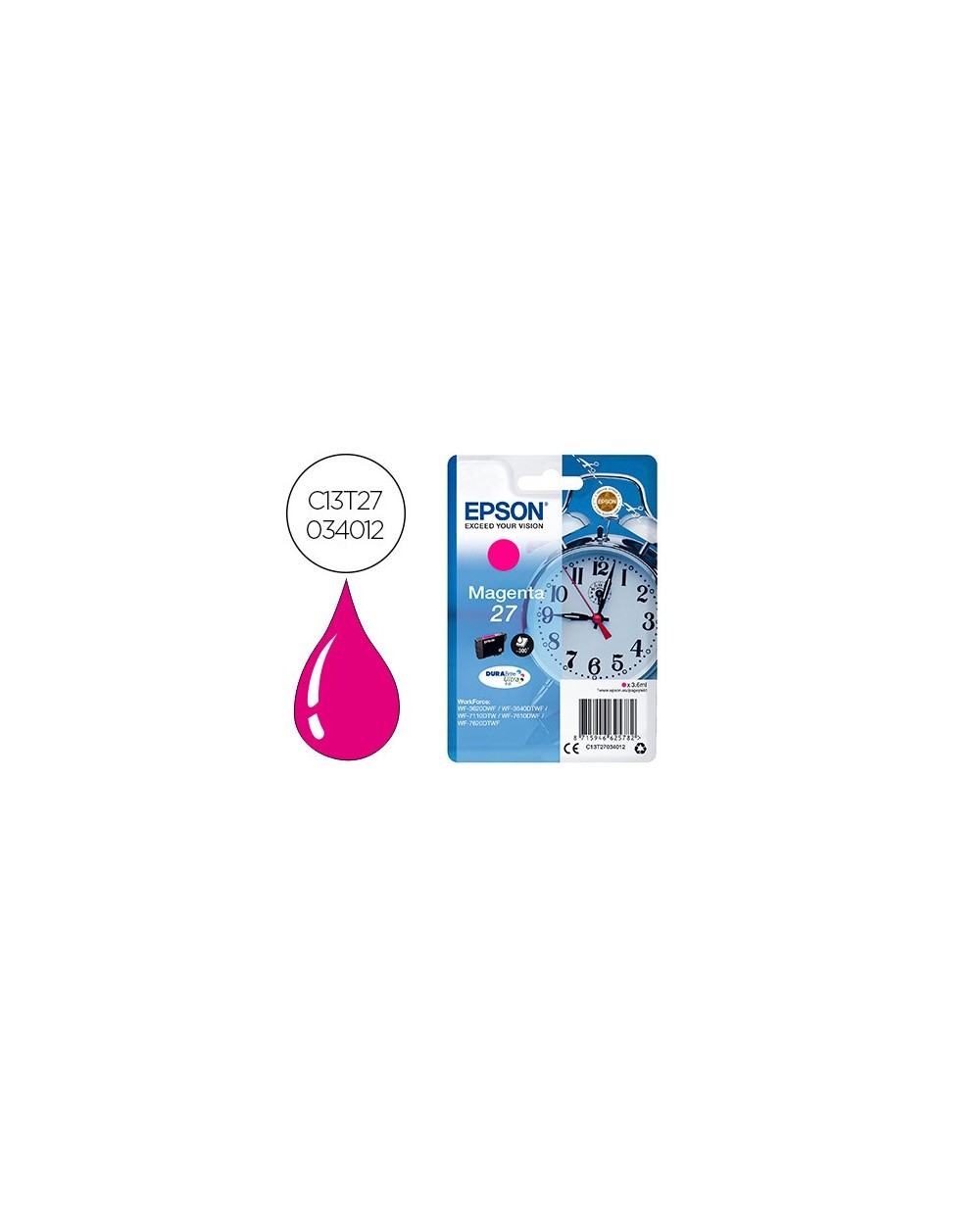 Ink jet epson 27 wf 3620 711 0 7610 7620 magenta 300 pag