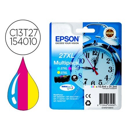 Ink jet epson 27xl wf3620 7110 7610 7620 pack multicolor