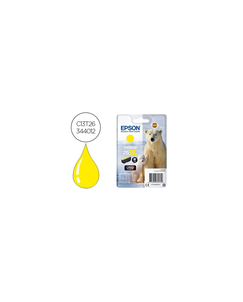 Ink jet epson 26xl xp 600 605 700 800 amarillo 700 pag