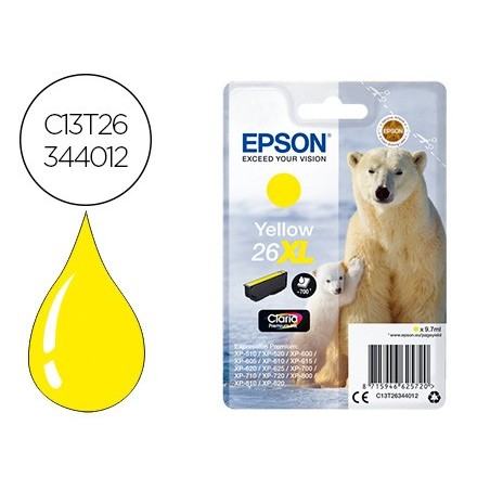 Ink jet epson 26xl xp 600 605 700 800 amarillo 700 pag