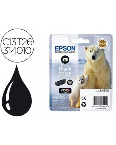 Ink jet epson 26xl xp 600 605 700 800 negro 700 pag