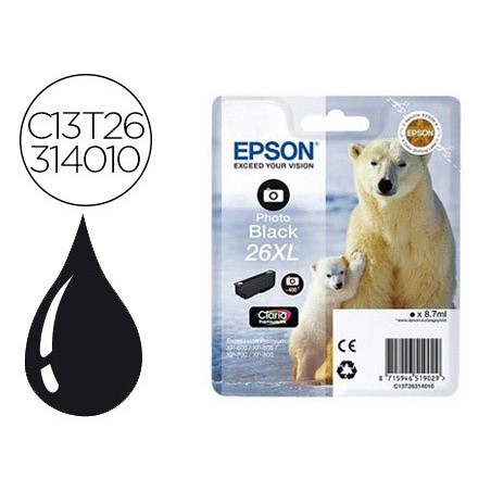 Ink jet epson 26xl xp 600 605 700 800 negro 700 pag