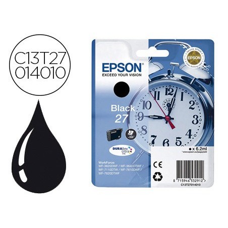 Ink jet epson 27 wf 3620 3640 7110 7610 7620 negro 350 pag