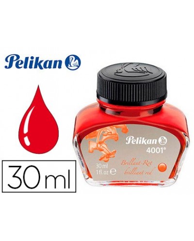 Tinta estilografica pelikan 4001 rojo brillante frasco 30 ml