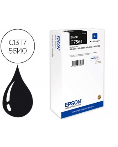 Ink jet epson t7561 negro l wf 8010dw 8090d3twc 8510dwf 8590dwf capacidad 2500 pag