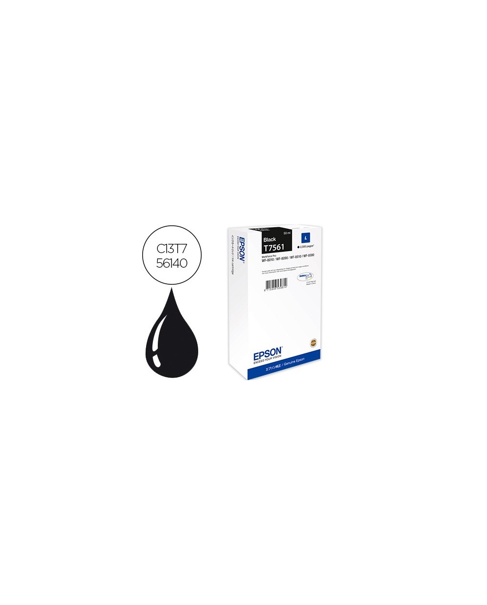 Ink jet epson t7561 negro l wf 8010dw 8090d3twc 8510dwf 8590dwf capacidad 2500 pag