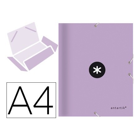 Carpeta liderpapel antartik gomas a4 3 solapas carton forrado color lavanda