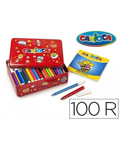 Rotulador carioca color kit caja metalica de 100 unidades surtidas album colorear