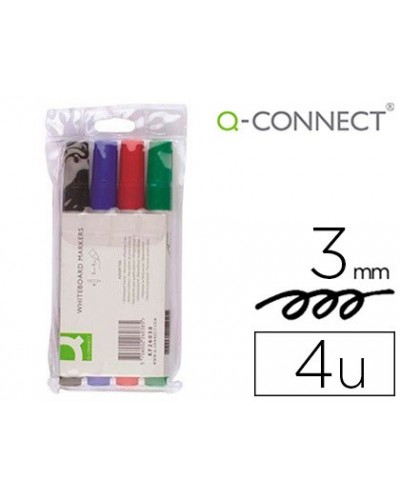 Rotulador q connect pizarra blanca 4 colores surtidos punta redonda 30 mm
