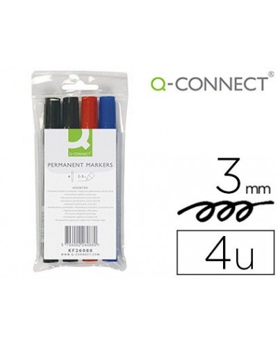 Rotulador q connect marcador permanente estuche de 4 colores surtidos punta redonda 30 mm