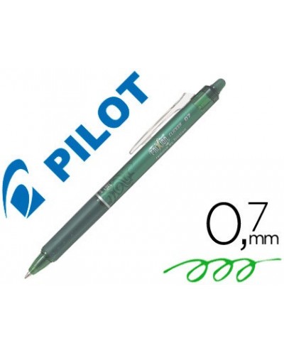 Boligrafo pilot frixion clicker borrable 07 mm color verde claro en blister
