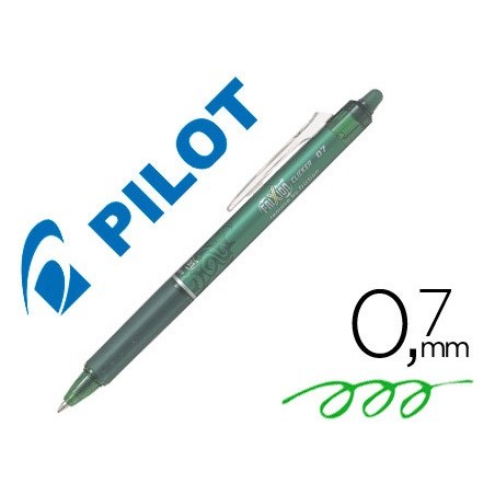 Boligrafo pilot frixion clicker borrable 07 mm color verde claro en blister