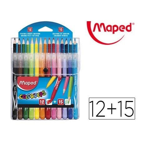 Pack combo maped color peps 12 rotuladores 15 lapices de colores