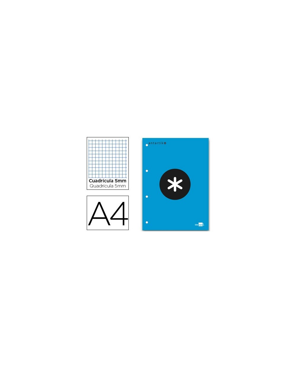 Bloc encolado liderpapel antartik cuadro 5 mm a4 natural 80 h 100 gr color azul