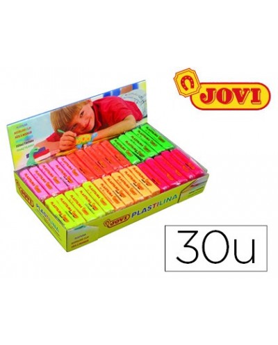 Plastilina jovi 70f tamano pequeno caja de 30 unidades colores fluorescentes