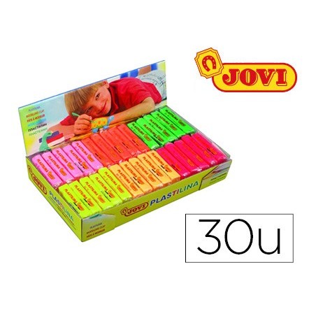 Plastilina jovi 70f tamano pequeno caja de 30 unidades colores fluorescentes