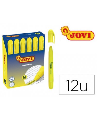 Marcador de cera gel jovi fluorescente amarillo caja de 12 unidades