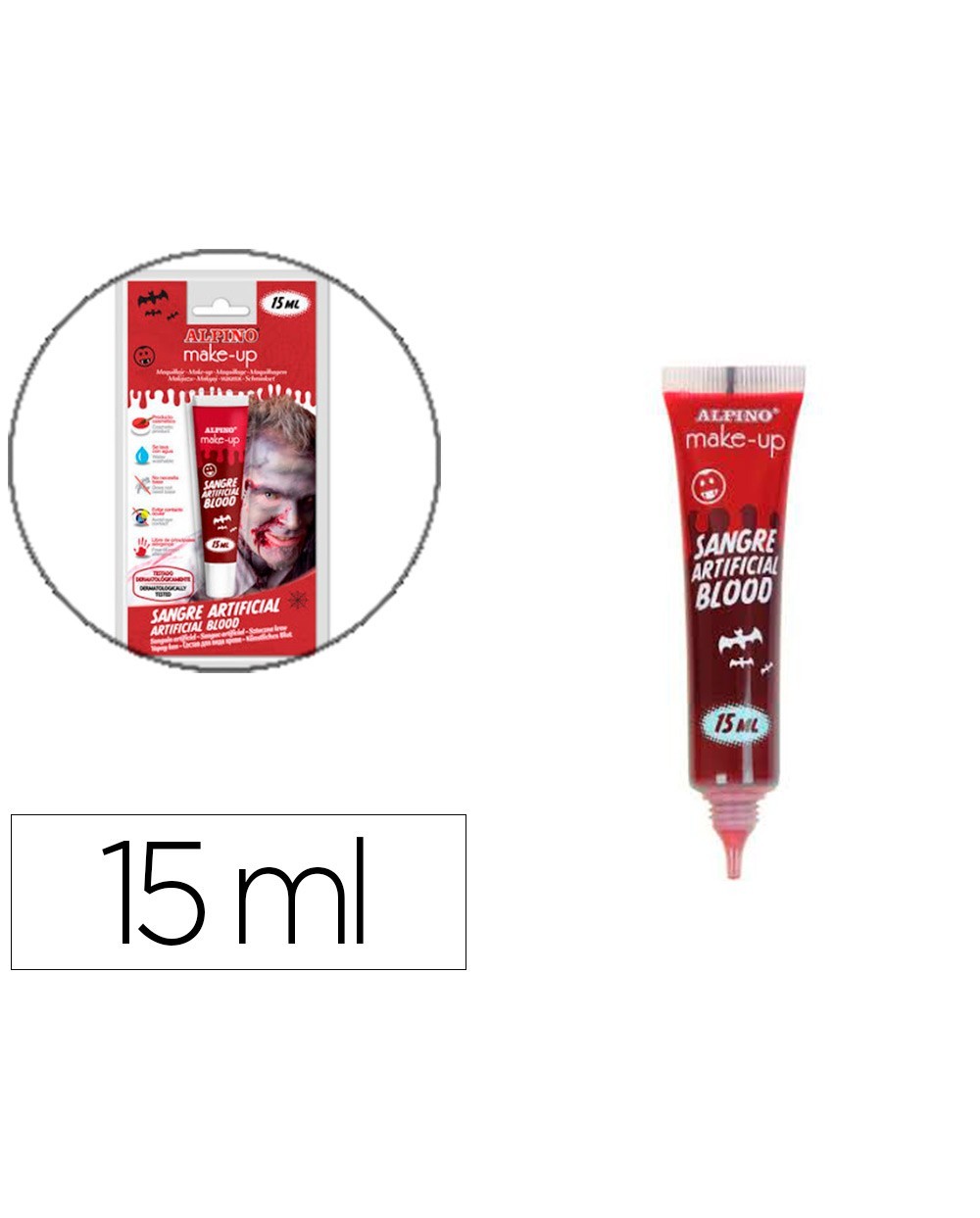 Maquillaje alpino sangre artificial tubo de 15 ml