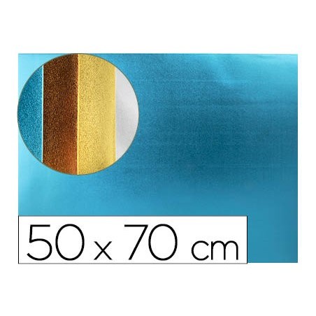 Goma eva liderpapel 50x70 cm espesor 2 mm metalizada azul claro