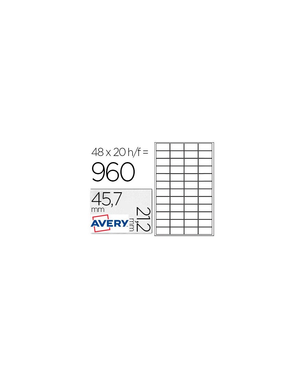 Etiqueta adhesiva avery poliester plata 457 x 212 mm laser pack de 960 unidades