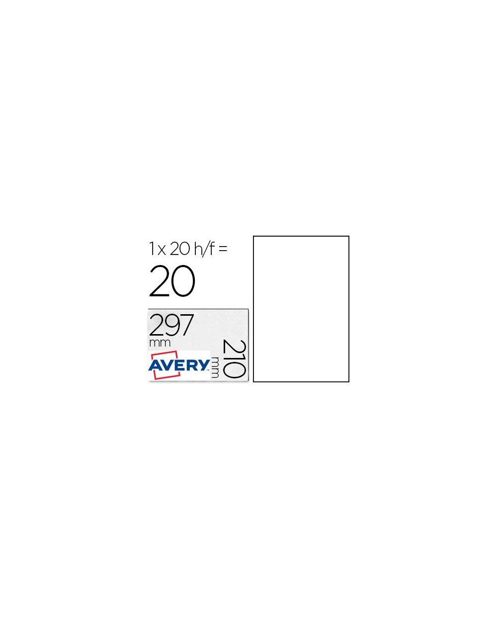 Etiqueta adhesiva avery poliester blanca 210 x 297 mm laser pack de 20 unidades